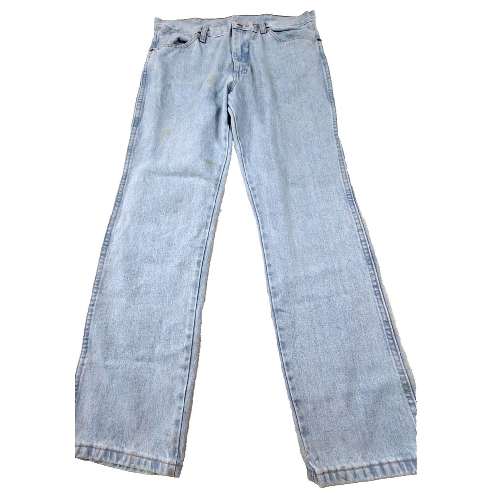Wrangler Mens Jeans 34x30 Light Wash Straight Leg Relaxed Fit Denim